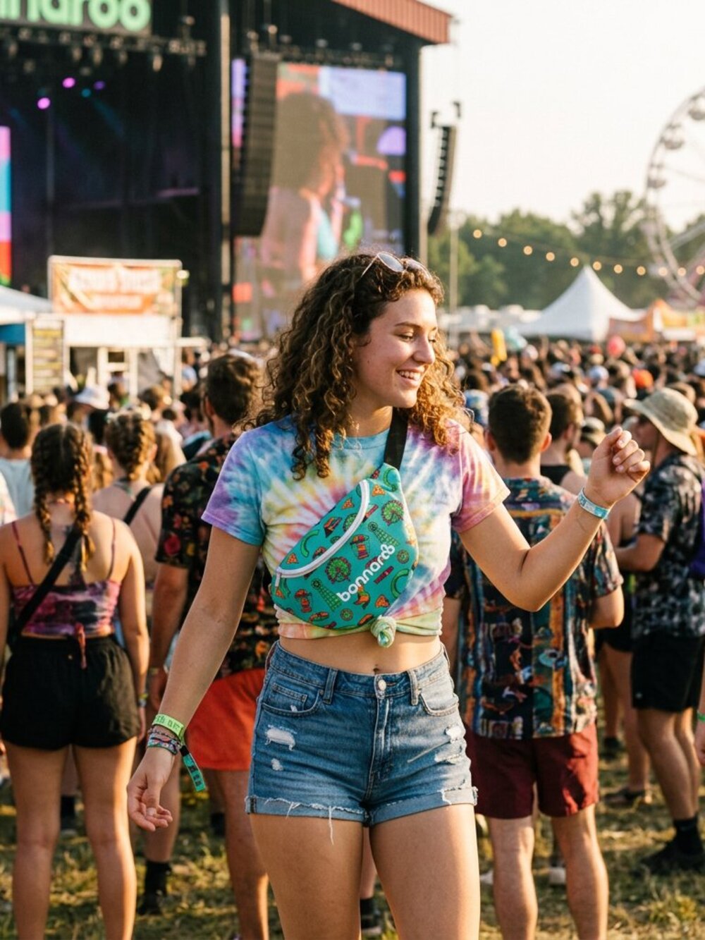 Bonaroo Turquoise Print Fanny Pack - Music Festival